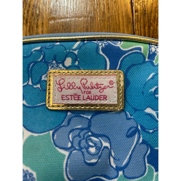 Lilly Pulitzer x Estee’ Lauder Cosmetic Bag Blue Aqua Zip 4.5” x 7.5” - Picture 8 of 9